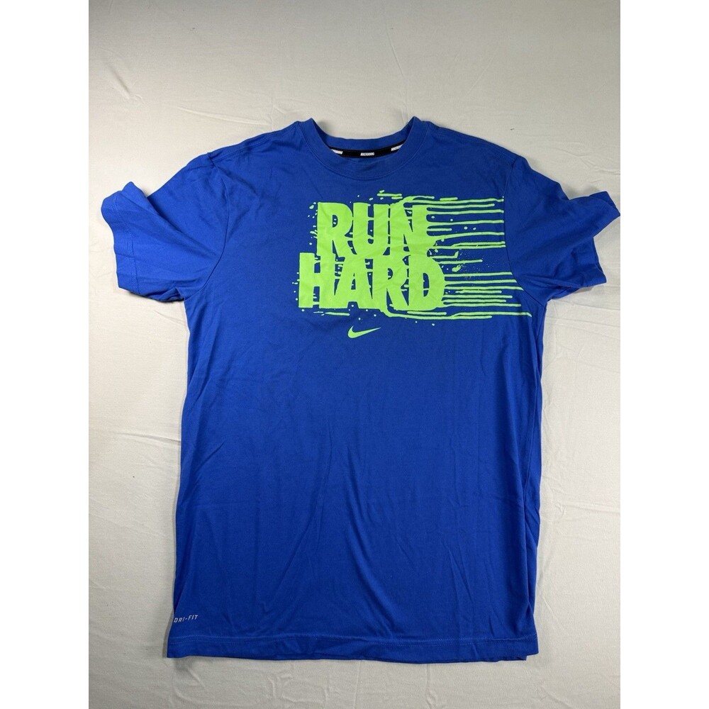 Nike Run Hard Dri‑Fit T‑Shirt – Adult Medium – Blue – Athletic Logo Tee